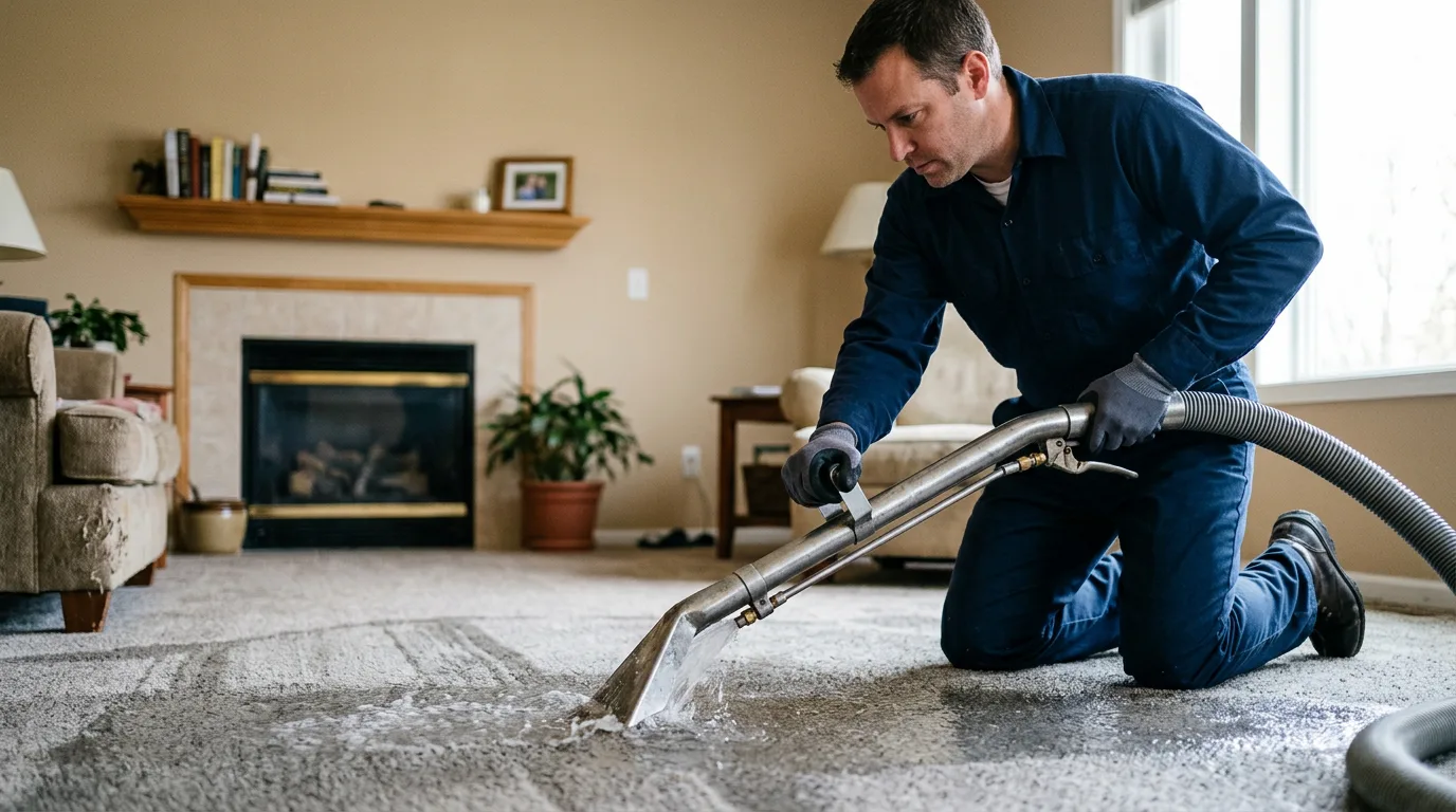 Water damage restoration technician working near Wilson, TX